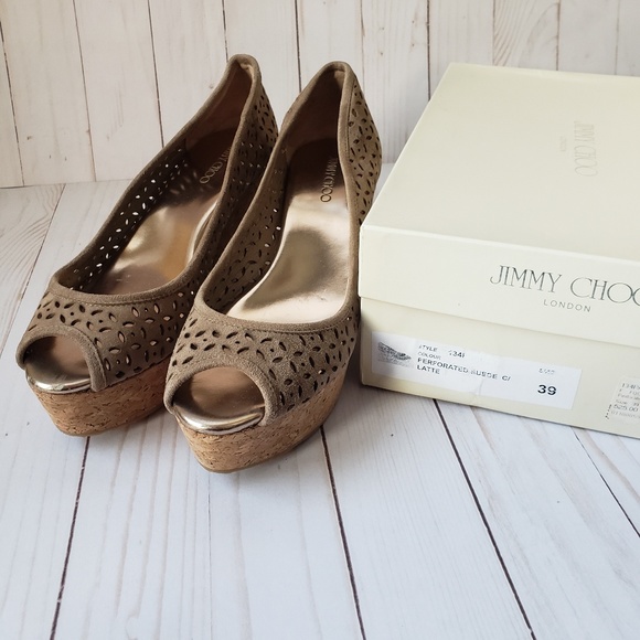 Jimmy Choo Shoes - NWB Jimmy Choo Perforated Wedge Latte 39